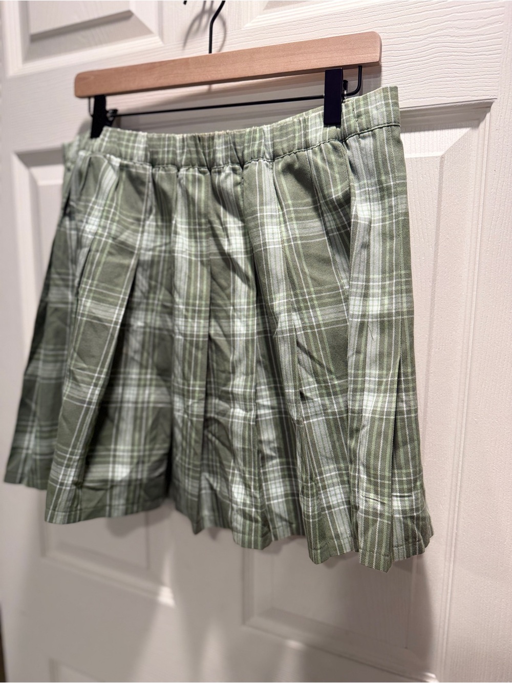 Aerie Green Plaid Pleated Mini Skirt NWT Women’s XL Preppy Cottagecore - Picture 6 of 12